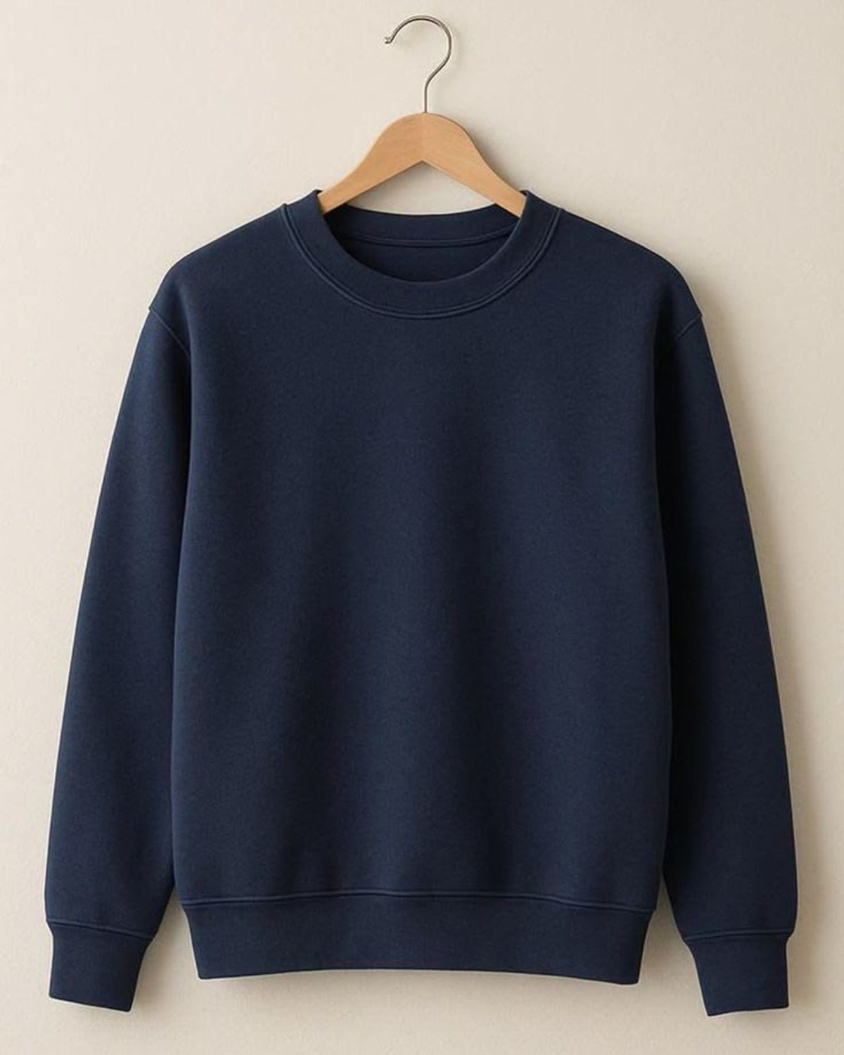LUSH crewneck sweatshirt in Navy Blue on a hanger