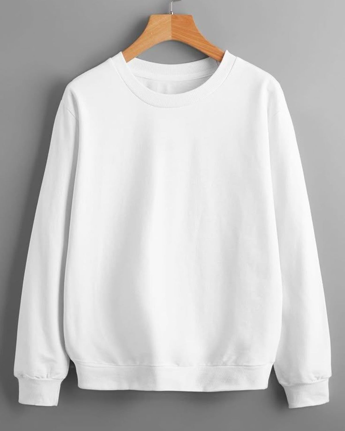 LUSH crewneck sweatshirt in White on a hanger