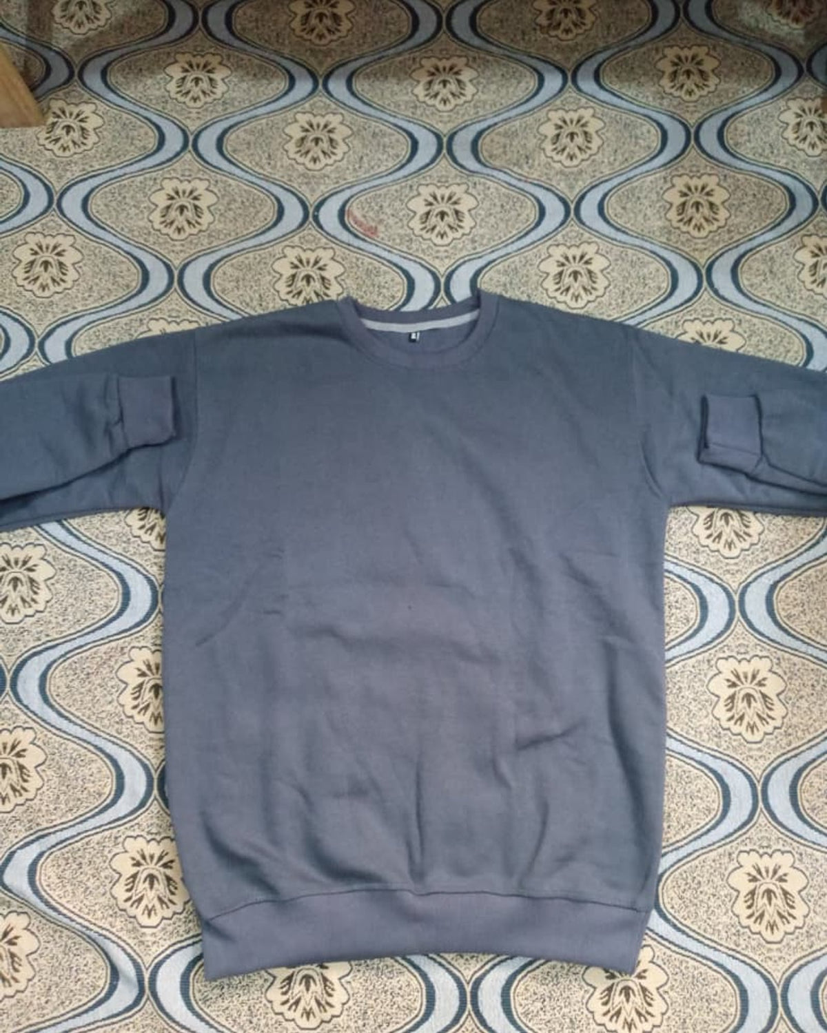 LUSH crewneck sweatshirt in Zinc, front view laid flat