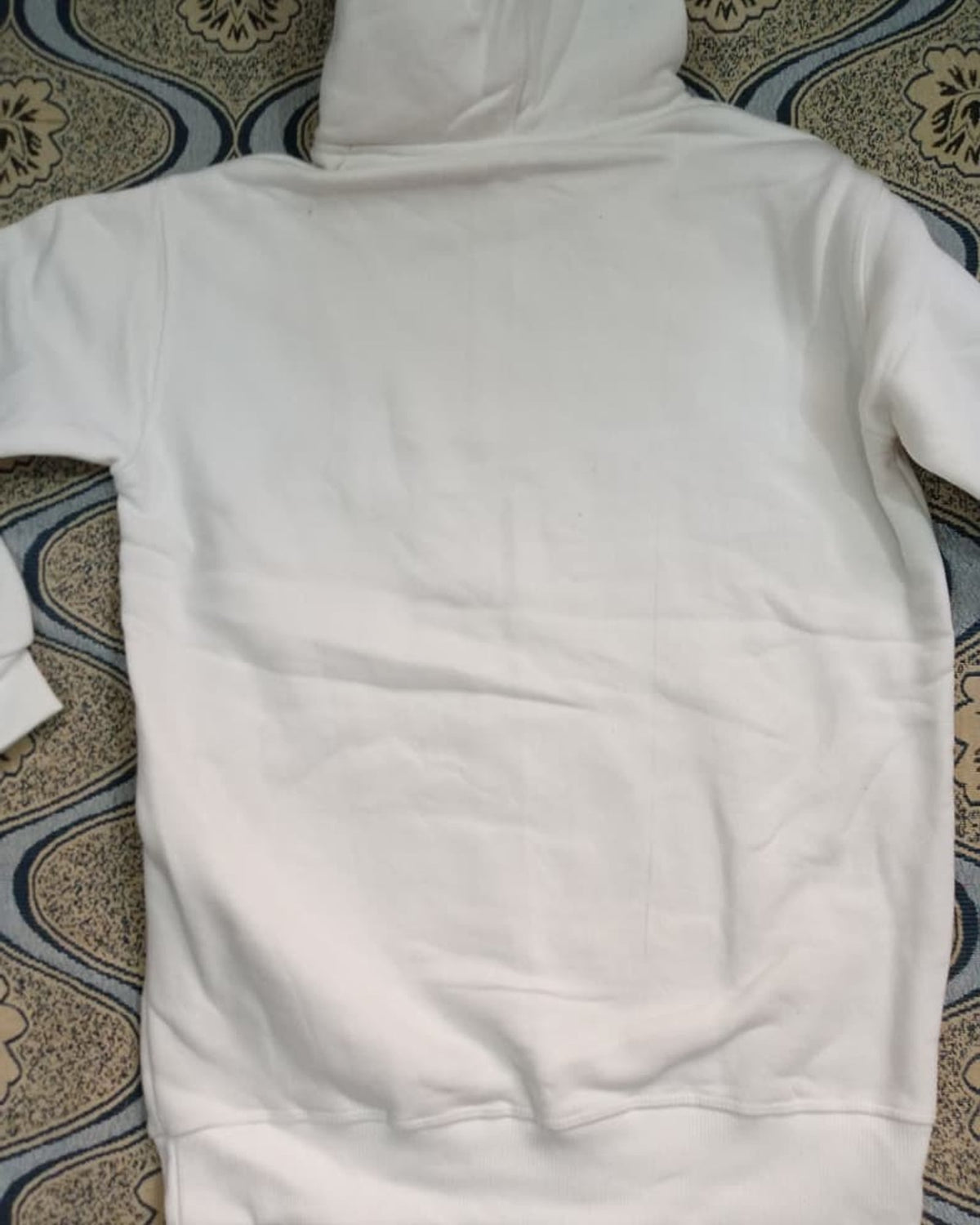LUSH pullover hoodie in White, back view laid flat