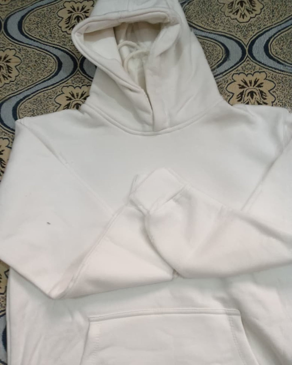 LUSH pullover hoodie in White, front view showing kangaroo pocket and drawstrings