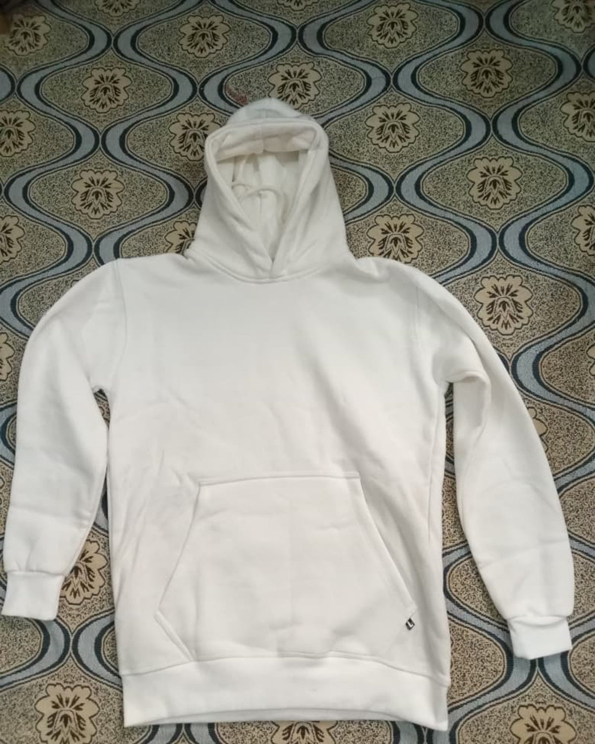 Example base garment: LUSH pullover hoodie in White before custom printing