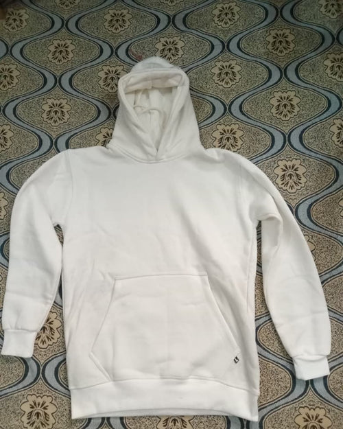 Example base garment: LUSH pullover hoodie in White before custom printing